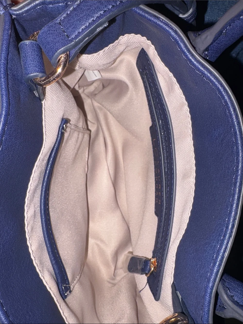 LC Lauren Conrad Navy Satchel with Gold Rosette Accent